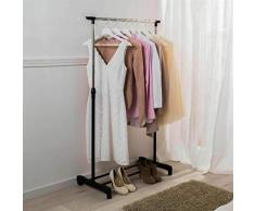 Schwerlast Metall verstellbare Kleiderständer Wäscheständer Kleiderstange Rollgarderobe Garderobenständer Max. 25KG, Garderobe auf Rollen (1x Stange)