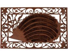 Fußmatte Türmatte Fußabtreter, Fußrost, Fussmatte, Türmatte, Igel, mit Kokosspiralen, Gußeisen, ca. 72 x 45 cm