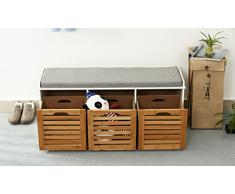 Orolay Moderne Schuhtruhe Sitzkommode Mit 3 Körben Sitzbank Schuhschrank 43x105x34 Ecru