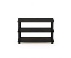 Furinno Regal, Schuhregal mit 3 Ebenen, Holz, Espresso/Schwarz, 29.46 x 29.46 x 39.12 cm