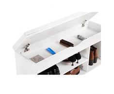 CARO-Möbel Schuhbank SCARPA Schuhregal Sitzbank Schuhtruhe 104 cm breit inkl. Sitzkissen in weiß, Klappdeckel, 3 Fächer