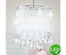 Pendel Kronleuchter Kristalle Chrom Perlmutt Lampe im Set inklusive LED-Leuchtmittel