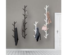 WEII Garderobe Massivholz Wand Hängende Dekoration Wohnzimmer Schlafzimmer Aufhänger Handtuch Rack, Weiß, 98 * 22 * 7cm