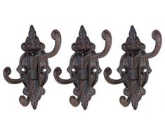 LB H&F 3 x Garderobe Wandgarderobe Kleiderhaken Wandhaken Dreifachhaken Doppelhaken Gelenkhaken Hakenleiste Retro Vintage antik Nostalgie