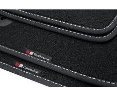 teileplus24 EF203 Fußmatten Gummimatten Exclusive-line Design Bandeinfassung Ziernähte, Naht:Silber