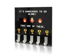 getDigital Dangerous to go Alone Schlüsselbrett | Schlüsselleiste mit 5 Schlüssel-Haken | Exklusiver Fanartikel zum berühmten Spiele-Klassiker, Schwarz, 21 x 16 cm