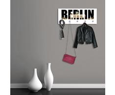 Cuadros Lifestyle Designer-Garderobe Berlin | Wandgarderobe | Flurgarderobe | Garderobenhaken | Garderobenpaneel | Urban Look | Kleiderständer | Kleiderablage | Garderobenständer, Größe:100x40 cm