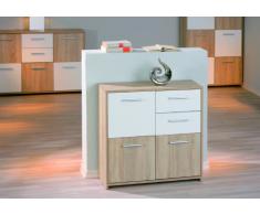 Links 19300350 Kommode Anrichte Dielenkommode Diele 3-türig 2 Schubladen Sonoma Eiche weiß NEU