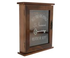 Fenteer Holz Schlüsselkasten Schlüsselschrank Schlüsselbox Schlüssel Box Schrank mit 3 Haken - Braun