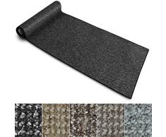 casa pura Teppich Läufer Carlton | Flachgewebe dezent Gemustert | Teppichläufer in vielen Größen | als Küchenläufer, Flurläufer | mit Stufenmatten kombinierbar (Anthrazit - 66x200 cm)