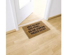 Relaxdays Fußmatte Kokos KÖNIGIN 40 x 60 cm Kokosmatte mit rutschfester PVC Unterlage Fußabtreter aus Kokosfaser als Schmutzfangmatte und Sauberlaufmatte Fußabstreifer für Außen und Innen Matte, braun