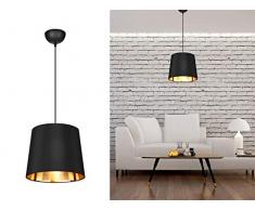 Dekorative Pendelleuchte LAUREA mit STOFF Lampenschirm Ø30cm in Schwarz & Innen Gold - einzigartiges Lichtambiente in edlem DESIGN