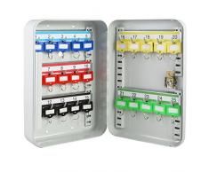 HMF 12525-07 Schlüsselkasten 25 Haken verstellbare Hakenleisten, 25,0 x 17,0 x 7,5 cm, lichtgrau