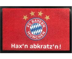 FC Bayern München Fußmatte Haxn abkratzn ! 60 cm x 40 cm Schmutzfangmatte mit Rutschfester PVC Unterlage Fußabtreter Fußball FCB Allianz Arena Fußabstreifer für Außen und Innen pflegeleicht