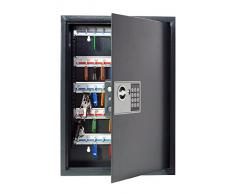 Pavo 8033911 Schlüssel-Kasten/Schrank/Tresor, High security mit elektronische Sicherung, 50 Haken mit seitlichem Schlüsseleinwurf, dunkelgrau