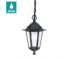 EGLO Außen-Hängelampe Laterna 4, 1 flammige Außenleuchte, Hängeleuchte aus Aluguss und Glas, Farbe: Schwarz, Fassung: E27, IP44