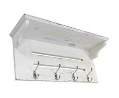 DARO DEKO Garderobe mit 4 Kleider-Haken weiß antik 60 x 18 x 25cm