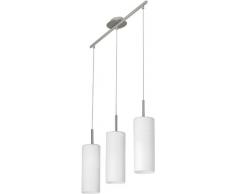 Eglo Hängeleuchte Modell Troy 3 / 3 flammig / in nickel mattem Stahl und weißem satiniertem Glas / HV 3 x E27 max. 60 W / exklusiv Leuchtmittel / 72 x 10.5 x 110 cm 85978