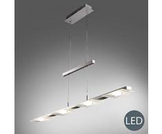 B.K.Licht I LED Pendelleuchte I Höhenverstellbar I 4x4,5W LED Platinen I 1600lm I warmweiße Lichtfarbe I Echtglas Esstischlampe I Deckenlampe I Länge: 85cm