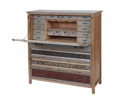 Mendler Sekretär HWC-A43, Kommode Schrank, Tanne Holz massiv Vintage Patchwork 113x99x36cm