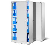 Jan Nowak by Domator24 2er Set SD001 Aktenschrank mit Schiebetüren Büroschrank Metallschrank 4 Fächer 185 cm x 90 cm x 40 cm (H x B x T) grau