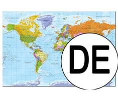 murando - Weltkarte Pinnwand 90x60 cm - Bilder mit Kork Rückwand - Set mit 50 Markierfähnchen-Pinnnadeln - Leinwandbilder - Pinnwand - Korktafel - Fertig Aufgespannt - Wandbilder XXL - Kunstdrucke - Wandbild - Lernkarte Reise