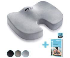 feela.® Orthopädisches Sitzkissen für Bürostuhl und Auto inkl. E-Book - Ergonomisches Sitzkissen wirkt Schmerzreduzierend, Erhöht Sitzkomfort, Fördert Durchblutung und Entlastet das Steißbein (Silber)