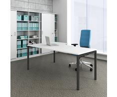 Winkelschreibtisch rechts Computertisch Eckschreibtisch 180 x 120 cm in Weiß NOVA, Gestellfarbe:Anthrazit