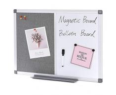 Swansea Whiteboard Magnettafel und Pinnwand Filz mit Aluminiumrahmen für Wohnung, Büro, Küche und Schule, 60X45cm