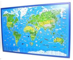 Kinderweltkarte auf Kork-Pinnwand: Deutsche Ausgabe
