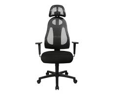 Topstar Free Art, ergonomischer Bürostuhl, Schreibtischstuhl, inkl. höhenverstellbarer Armlehnen und Kopfstütze, Stoff, Dunkelgrau/Schwarz