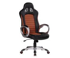 Amstyle Bürostuhl Racer Gaming Chefsessel mit Armlehne gepolstert Racer Sport-Sitz Drehstuhl Kopfstütze Race Schreibtischstuhl Gamer Design Modern Drehsessel Racing caramel