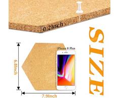 HENMI 8 Stück Pinnwand, Korkplatte selbstklebende DIY, Korkwand Multifunktionale Anwendung für Foto hängen, Heimdekoration und Büro Memorandum, mit 40 Stück Pinnnadeln