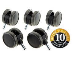 Heyne STABIL 5x Hartbodenrollen 11 mm / 65 mm Bürostuhlrollen für Hartböden