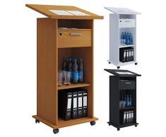 VCM Stehpult Rednerpult Lesepult Rollen Schublade Mobil Schreibpult Stehtisch Meeta Buche