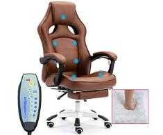 KJRJZY Bürostuhl Bürostuhl, Executive-Stuhl zurücklehnen, Deluxe Liegestuhl, Gaming Chair, 7-Punkt-Massagesessel, hohe Rückenlehne, mit Fußstützen Ergonomischer Bürodrehstuhl PC (Color : Brown)