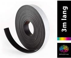 OfficeTree ® Magnetband 3 m - selbstklebend für sichere Magnetisierung von Plakaten Fotos Papier - extra starke Haftkraft an Whiteboard Magnet-Tafel Pinnwand - schwarz