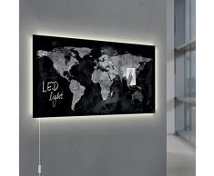SIGEL GL409 Glas-Magnetboard 91 x 46 cm mit LED-Beleuchtung, World-Map / Magnettafel Artverum