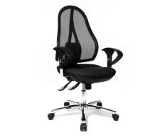 Topstar Open Point SY Deluxe, ergonomischer Syncro-Bandscheiben-Drehstuhl, Bürostuhl, Schreibtischstuhl, inkl. Armlehnen (höhenverstellbar), Stoff, schwarz