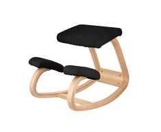 Barir Ergonomischer Balancing Kniestuhl - Bessere Haltung Holzkniestuhl - Großer Home Office Schreibtischstuhl - Größerer Sitz, Kniepolster - Orthopädischer Hocker (Color : Black)