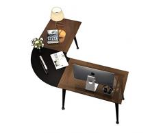 Wohnzimmer Tische Desk Computer-Schreibtisch Ausgeglichenes Glas-Computer-Schreibtisch Doppel-Büro-Schreibtisch Corner Doppelseitiges Tisch Kaffeetische (Color : Brown, Size : 168 * 148 * 75cm)