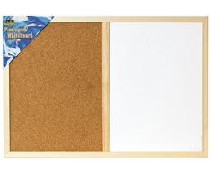 Idena 568016 Pinnwand & Whiteboard mit Holzrahmen, 40 x 60 cm, inkl. 2 Schrauben / Kombi-Set (inkl. 100 Pinnwandnadeln)
