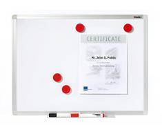Dahle Whiteboard und Magnettafel Basic 96152 (mit Stiftablage, magnetisch, Alu-Rahmen, mit Montagematerial, Größe 120 x 90 cm) weiß lackiert