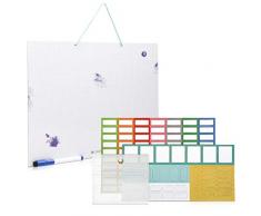 Navaris abwischbarer Wochenplan magnetisch 40 x 32cm - mit 115 Magneten und Stift - individualisierbare Magnettafel Familienplaner Wochenplaner Tafel