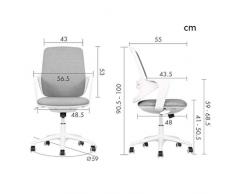MMAXZ Bürostuhl, Mid Back Office-Computer Swivel Schreibtisch Aufgaben-Stuhl, Ergonomischer Chefsessel mit Armlehnen (Farbe: Grau, Größe: 90,5 * 56,5 * 48cm)