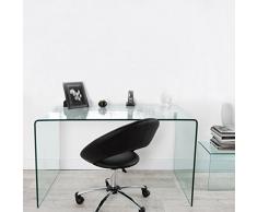 CAGÜ: Design Glasschreibtisch Schreibtisch [Mayfair] Glas transparent 120cm x 70cm