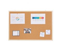 Relaxdays Pinnwand Kork, Korktafel für Büro, Pinnnadeln, flexible Aufhängungen, Korkwand mit Rahmen, 60 x 90 cm, natur