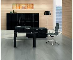 Chefschreibtisch JET EVO, Schreibtisch mit Sideboard, Glasschreibtisch, Design Arbeitszimmer, Chefzimmer, exklusive Büromöbel