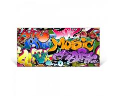 banjado - Magnettafel silber Pinnwand 78x37cm Memoboard Whiteboard mit Motiv Graffiti