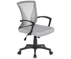 Yaheetech Bürostuhl ergonomischer Schreibtischstuhl Drehstuhl Chefsessel höhenverstellbar Sportsitz Mesh Netz Stuhl Grau